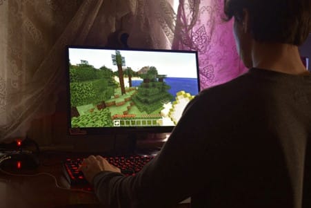 person playing computer game