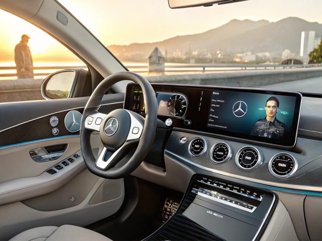 Mercedes car future with hyper-personalized intelligent AI assistants - artistic impression.