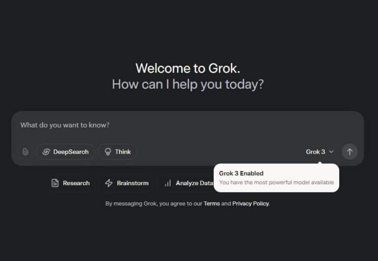 Grok's user interface.